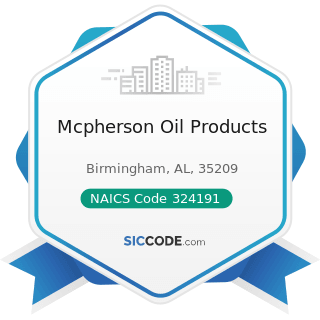 Mcpherson Oil Products - NAICS Code 324191 - Petroleum Lubricating Oil and Grease Manufacturing