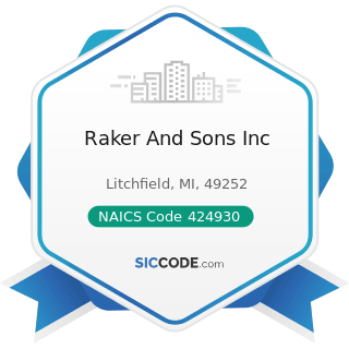 Raker And Sons Inc - NAICS Code 424930 - Flower, Nursery Stock, and Florists' Supplies Merchant...