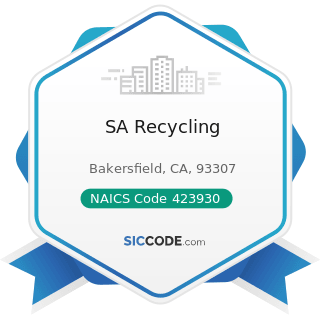 SA Recycling - NAICS Code 423930 - Recyclable Material Merchant Wholesalers