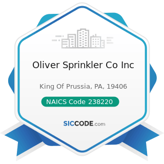 Oliver Sprinkler Co Inc - NAICS Code 238220 - Plumbing, Heating, and Air-Conditioning Contractors