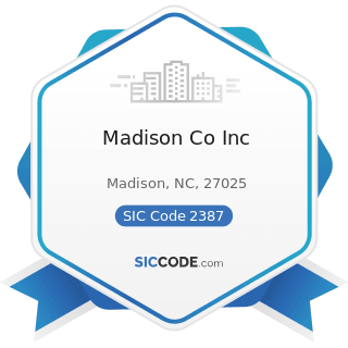 Madison Co Inc - SIC Code 2387 - Apparel Belts