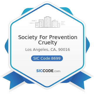 Society For Prevention Cruelty - SIC Code 8699 - Membership Organizations, Not Elsewhere...