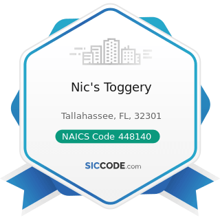 Nic's Toggery - NAICS Code 448140 - Family Clothing Stores