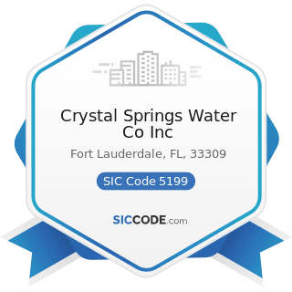 Crystal Springs Water Co Inc - SIC Code 5199 - Nondurable Goods, Not Elsewhere Classified