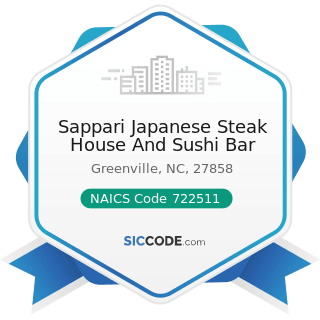 Sappari Japanese Steak House And Sushi Bar - NAICS Code 722511 - Full-Service Restaurants