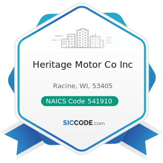 Heritage Motor Co Inc - NAICS Code 541910 - Marketing Research and Public Opinion Polling