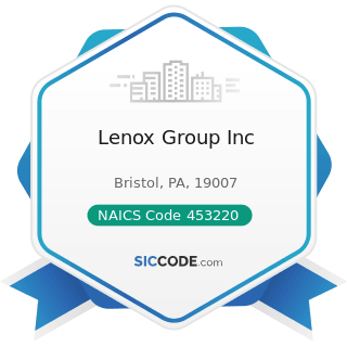 Lenox Group Inc - NAICS Code 453220 - Gift, Novelty, and Souvenir Stores
