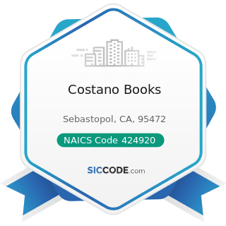 Costano Books - NAICS Code 424920 - Book, Periodical, and Newspaper Merchant Wholesalers