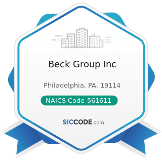 Beck Group Inc - NAICS Code 561611 - Investigation and Personal Background Check Services