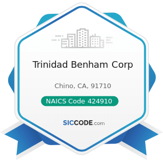 Trinidad Benham Corp - NAICS Code 424910 - Farm Supplies Merchant Wholesalers