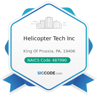 Helicopter Tech Inc - NAICS Code 487990 - Scenic and Sightseeing Transportation, Other