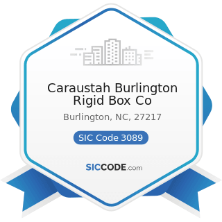 Caraustah Burlington Rigid Box Co - SIC Code 3089 - Plastics Products, Not Elsewhere Classified