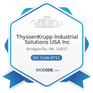 ThyssenKrupp Industrial Solutions USA Inc - SIC Code 8711 - Engineering Services