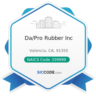 Da/Pro Rubber Inc - NAICS Code 339999 - All Other Miscellaneous Manufacturing