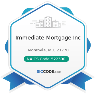 Immediate Mortgage Inc - NAICS Code 522390 - Other Activities Related to Credit Intermediation