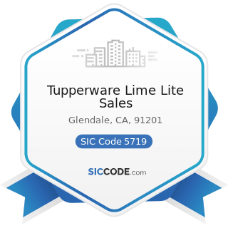 Tupperware Lime Lite Sales - SIC Code 5719 - Miscellaneous Home Furnishings Stores