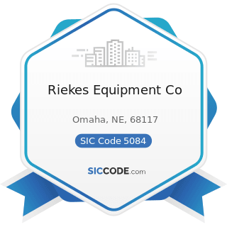 Riekes Equipment Co - SIC Code 5084 - Industrial Machinery and Equipment