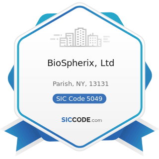 BioSpherix, Ltd - SIC Code 5049 - Professional Equipment and Supplies, Not Elsewhere Classified