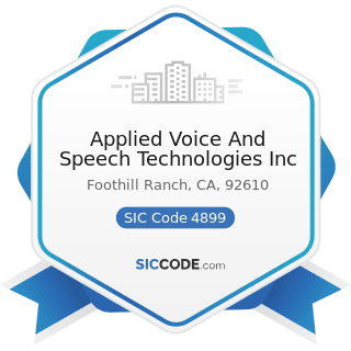 Applied Voice And Speech Technologies Inc - SIC Code 4899 - Communication Services, Not...