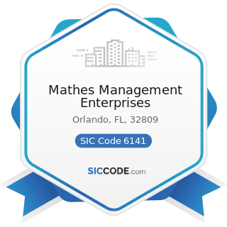 Mathes Management Enterprises - SIC Code 6141 - Personal Credit Institutions