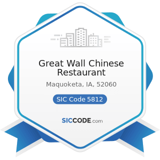 Great Wall Chinese Restaurant - SIC Code 5812 - Eating Places