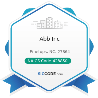 Abb Inc - NAICS Code 423850 - Service Establishment Equipment and Supplies Merchant Wholesalers