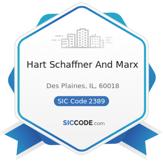Hart Schaffner And Marx - SIC Code 2389 - Apparel and Accessories, Not Elsewhere Classified