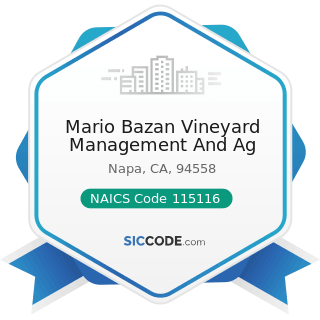 Mario Bazan Vineyard Management And Ag - NAICS Code 115116 - Farm Management Services