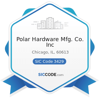 Polar Hardware Mfg. Co. Inc - SIC Code 3429 - Hardware, Not Elsewhere Classified