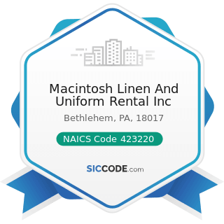 Macintosh Linen And Uniform Rental Inc - NAICS Code 423220 - Home Furnishing Merchant Wholesalers