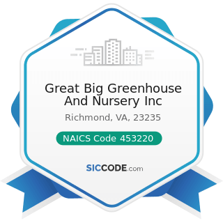 Great Big Greenhouse And Nursery Inc - NAICS Code 453220 - Gift, Novelty, and Souvenir Stores