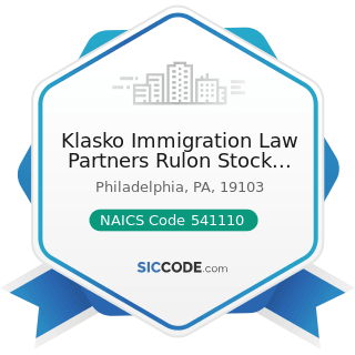 Klasko Immigration Law Partners Rulon Stock And Seltzer - NAICS Code 541110 - Offices of Lawyers