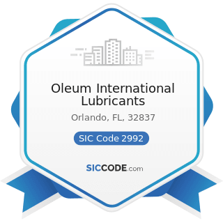 Oleum International Lubricants - SIC Code 2992 - Lubricating Oils and Greases