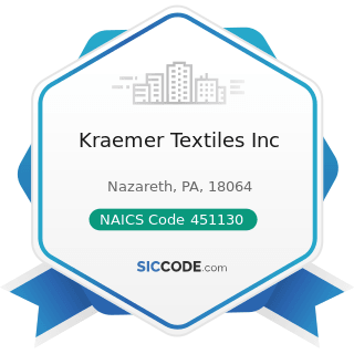Kraemer Textiles Inc - NAICS Code 451130 - Sewing, Needlework, and Piece Goods Stores
