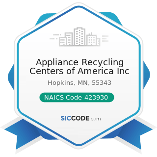 Appliance Recycling Centers of America Inc - NAICS Code 423930 - Recyclable Material Merchant...