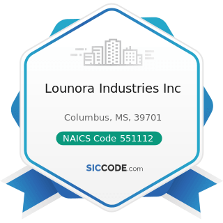 Lounora Industries Inc - NAICS Code 551112 - Offices of Other Holding Companies