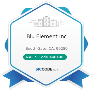 Blu Element Inc - NAICS Code 448190 - Other Clothing Stores