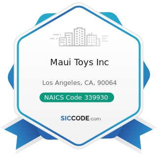 Maui Toys Inc - NAICS Code 339930 - Doll, Toy, and Game Manufacturing