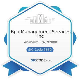 Bpo Management Services Inc - SIC Code 7389 - Business Services, Not Elsewhere Classified