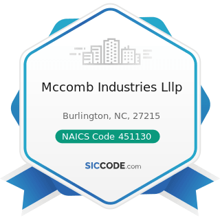 Mccomb Industries Lllp - NAICS Code 451130 - Sewing, Needlework, and Piece Goods Stores