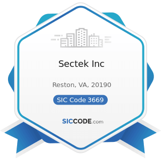 Sectek Inc - SIC Code 3669 - Communications Equipment, Not Elsewhere Classified
