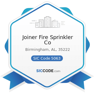 Joiner Fire Sprinkler Co - SIC Code 5063 - Electrical Apparatus and Equipment Wiring Supplies,...