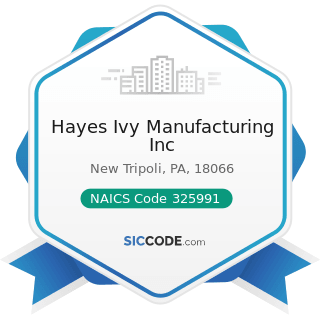 Hayes Ivy Manufacturing Inc - NAICS Code 325991 - Custom Compounding of Purchased Resins