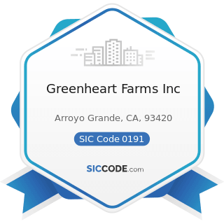 Greenheart Farms Inc - SIC Code 0191 - General Farms, Primarily Crop